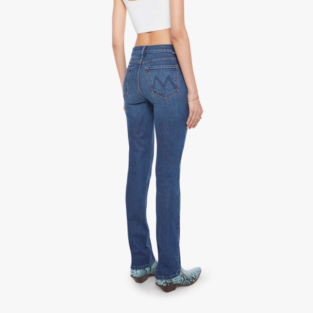 MOTHER The Rascal Skimp Jeans Shine On Dark Blue Straight Leg 10424-1728 Size 29 - Picture 2 of 12